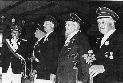 Ehrungen zum Schützenfest: von links nach rechts: Heinrich Jasper, Heinrich Brinkmann sen., Ernst Risse, Heinrich Bücker, Wilhelm Römling 
